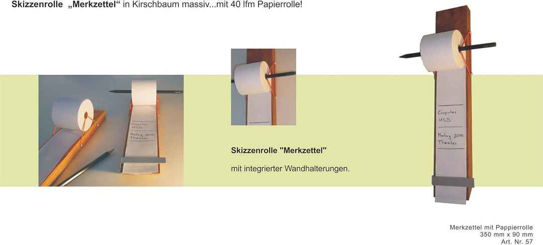 "Merkzettel Skizzenrolle" Notizenbrett aus Massivholz