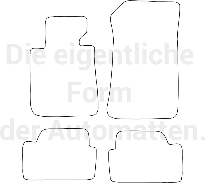 moto-MOLTICO Fussmatten Auto Velours Autoteppiche Schwarz Automatten Set 4-teilig passend für BMW 1e