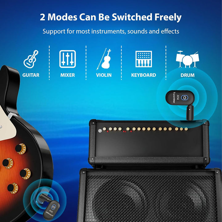 Btuty Plug and Play Kabelloses Gitarrensystem, 90° drehbar Gitarren-Funksender-Empfänger Drahtloses,