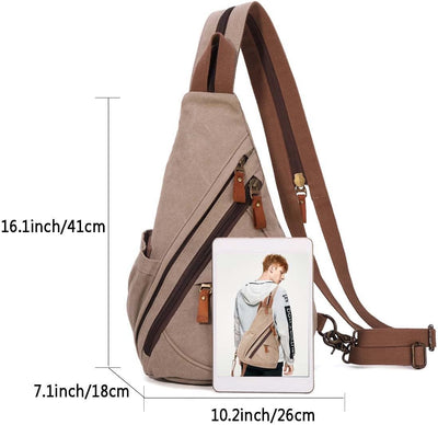 KL928 Canvas Sling Bag Rucksack Damen und Herren – Schulterrucksack Umhängetasche Crossbag Verstellb