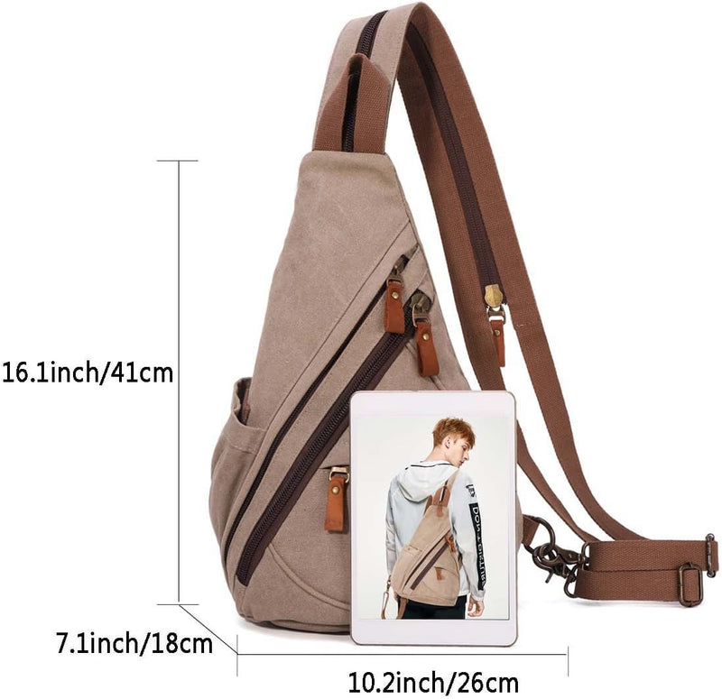 KL928 Canvas Sling Bag Rucksack Damen und Herren – Schulterrucksack Umhängetasche Crossbag Verstellb