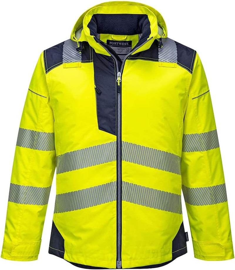 Portwest PW3 T400YNRXXL Warnschutz-Winterjacke, hochsichtbar, Gelb/Dunkelmarineblau, Grösse XXL XXL