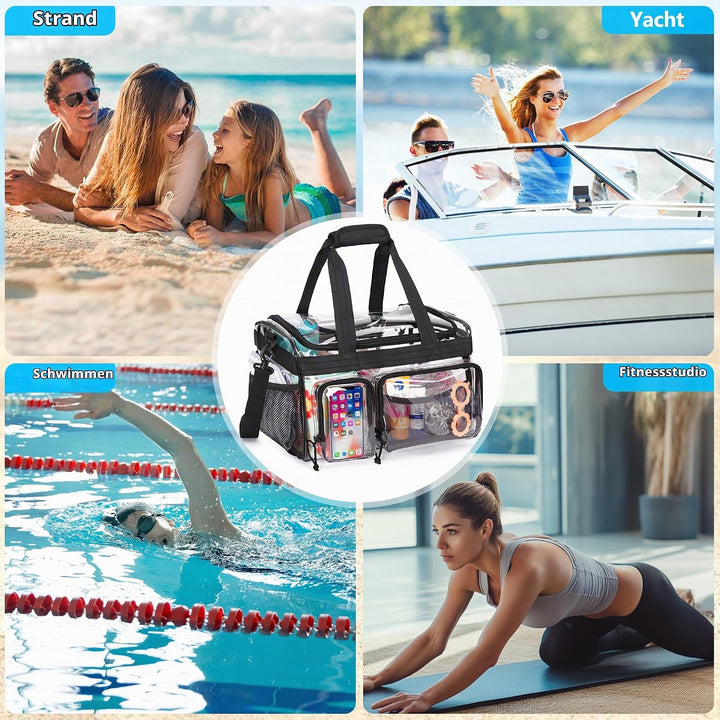 Yarwo Grosse Transparente Strandtasche Clear Bag für Concert, Konzert | Mit PVC Wasserdichtem Materi
