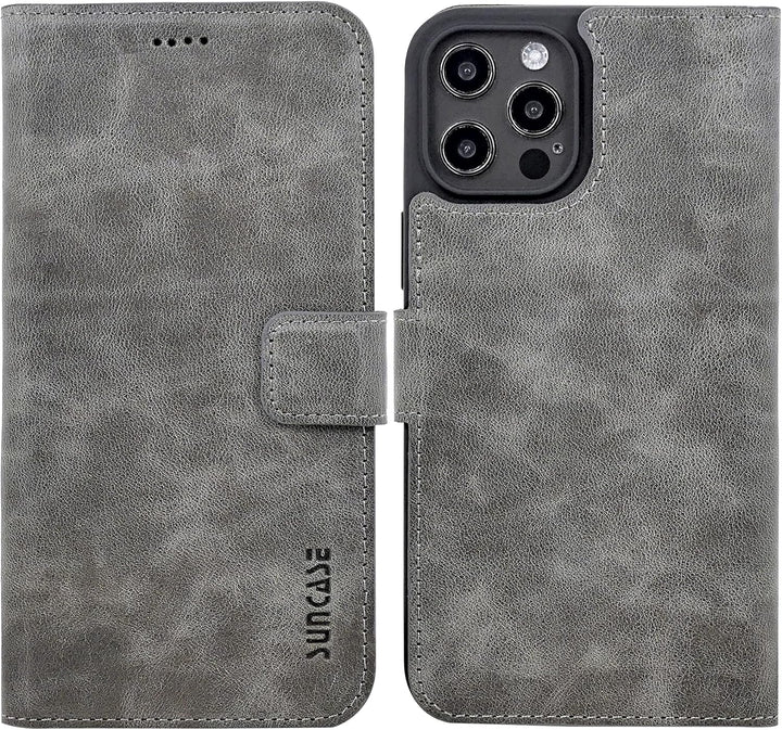 Suncase Book-Style Hülle kompatibel mit Google Pixel 7A 5G Leder Tasche (Slim-Fit) Lederhülle Handyt