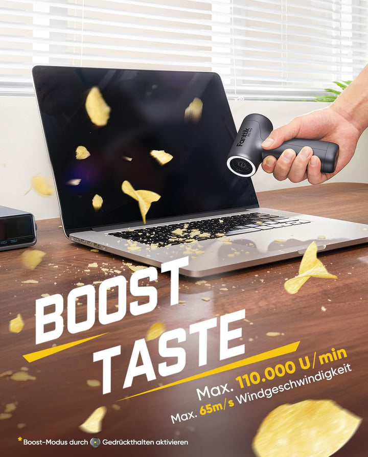 Fanttik B10 Pro Elektrische Staubgebläse, 110.000 U/min bürstenloser Motor, 3-Gang einstellbare Mini