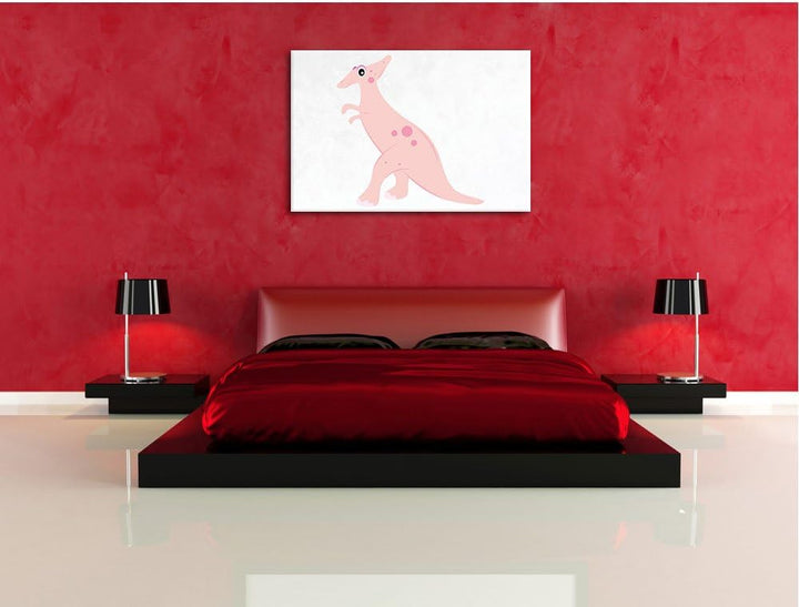 Pixxprint Niedlicher Dinosaurier als Leinwandbild/Grösse: 100x70 / Wandbild/Kunstdruck/fertig bespan