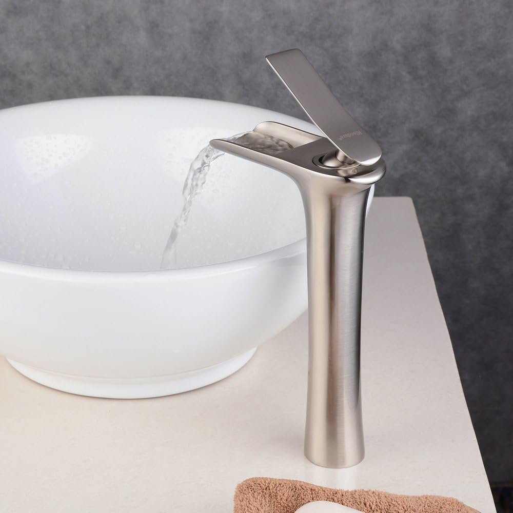 Wasserfall Wasserhahn Bad, Beelee Wasserhahn Waschbecken für Badezimmer, Einhandmischer Waschtischar