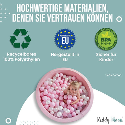 KiddyMoon 700 ∅ 7Cm Kinder Bälle Spielbälle Für Bällebad Baby Einfarbige Plastikbälle Made In EU, Gr