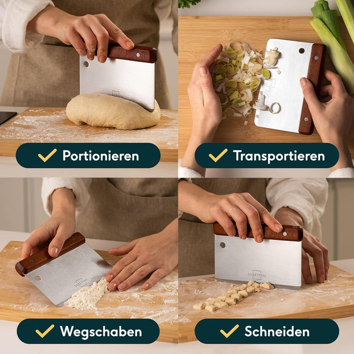 SILBERTHAL Teigkarte Edelstahl 16cm gross - Teigschaber für Brot, Pizza, Gemüse - Teigmesser zum ein