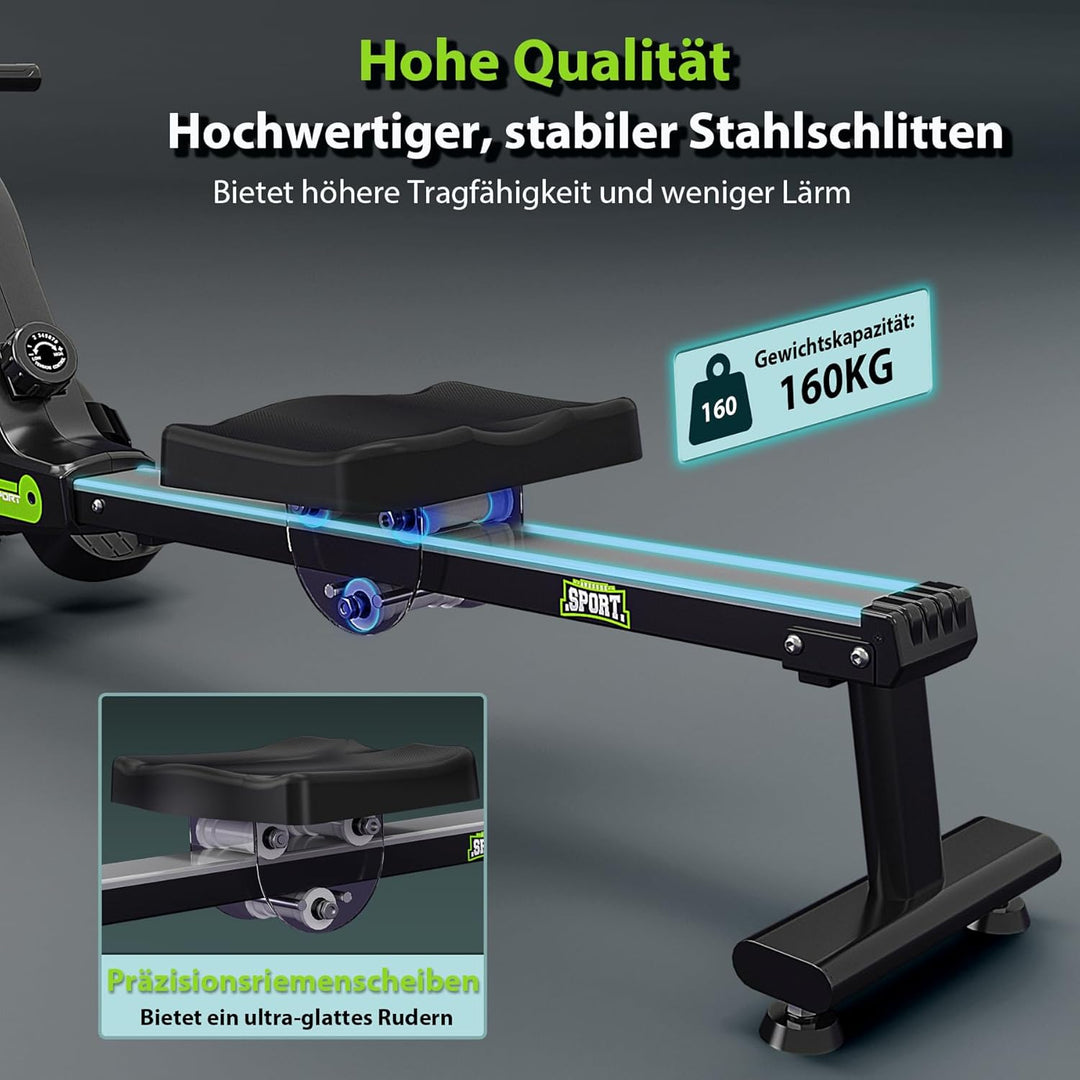 Wenoker Rudergerät für Zuhause, Leises Magnetisches Rudergerät mit APP & LCD-Display,16 Stufen Wider