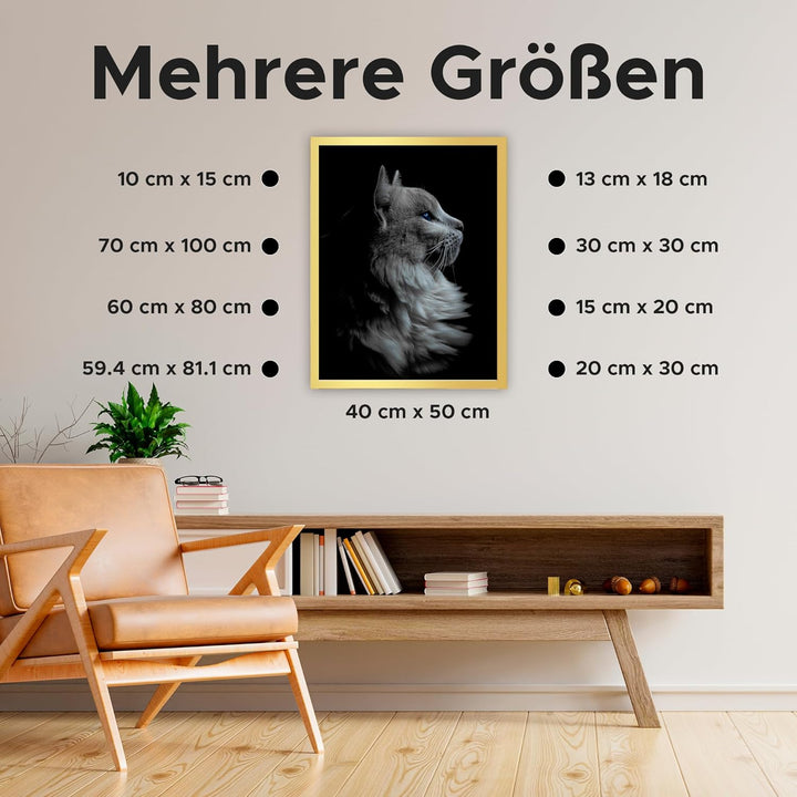 Estancia Bilderrahmen 30x40 cm Gold | Goldener Bilderrahmen mit Bruchsicherem Plexi-Glas | Moderner