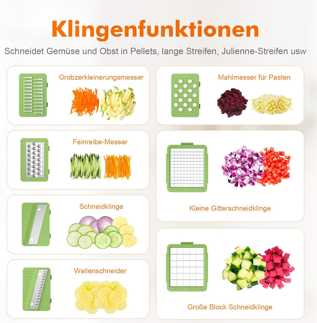 Ibergrif M524-7 GemüSeschneider, Vegetable Chopper Multifunktional Kein BPA, Gemüse Schneider Spülma