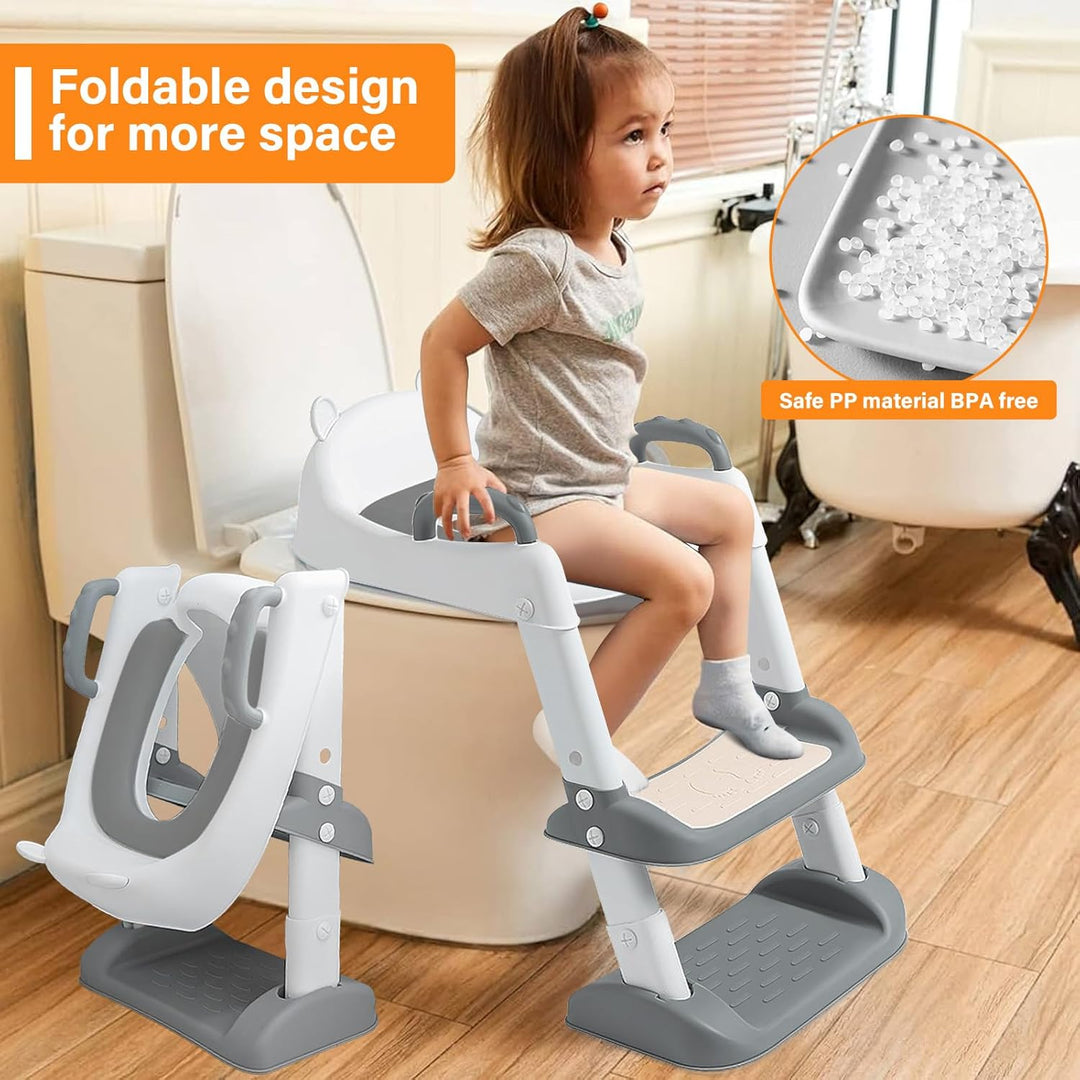 Toilettensitz Kinder Kinder WC, Toilettensitz Toilettentrainer mit Treppe 2-in-1 Verstellbar Toilett