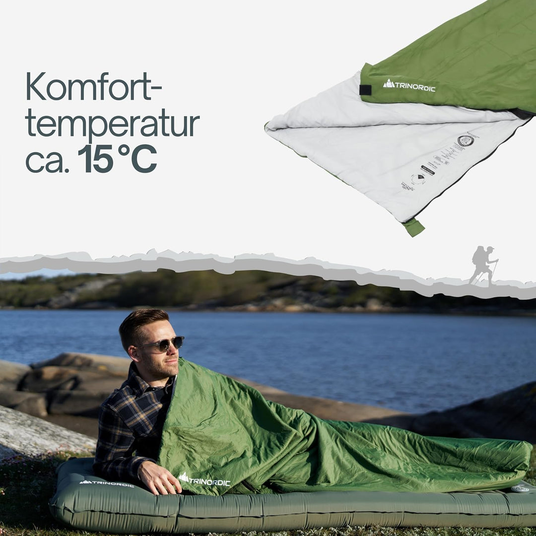 Trinordic 700g Ultraleicht Deckenschlafsack – mit Anti-Klemm-Reissverschluss – Kompakte Schlafsack S