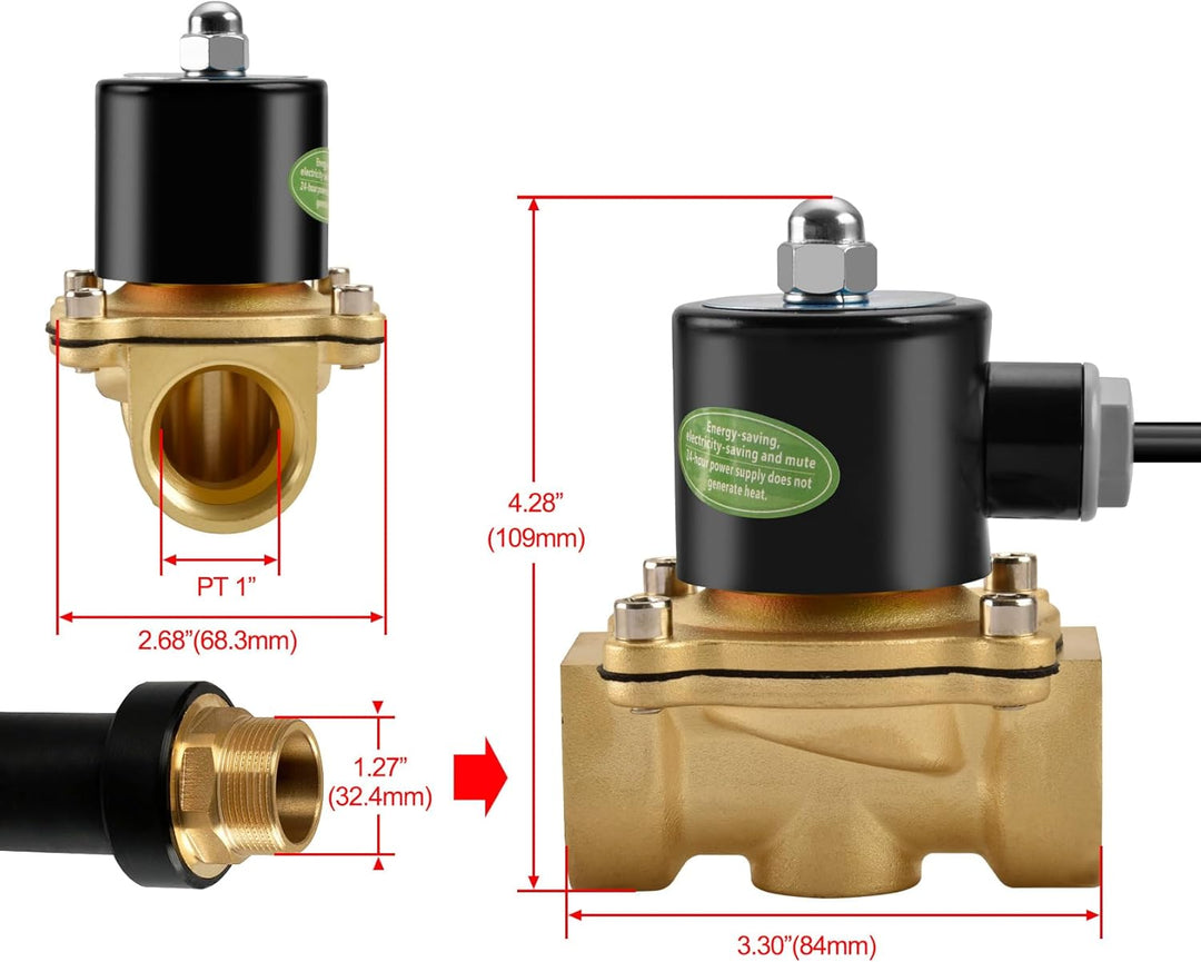 Heschen Messing Elektrisches Magnetventil, 2W-250-25J, PT1", DC12V, Direct Action Wasser Air, Normal