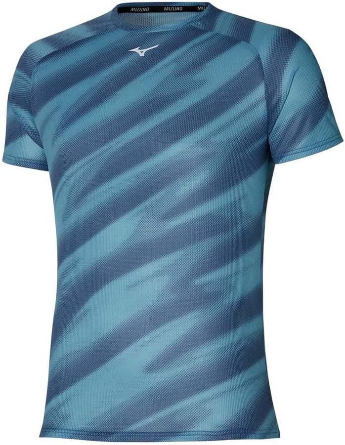 Mizuno Herren Dryaeroflow Graphic Tee T-Shirt XL Blaue Asche, XL Blaue Asche