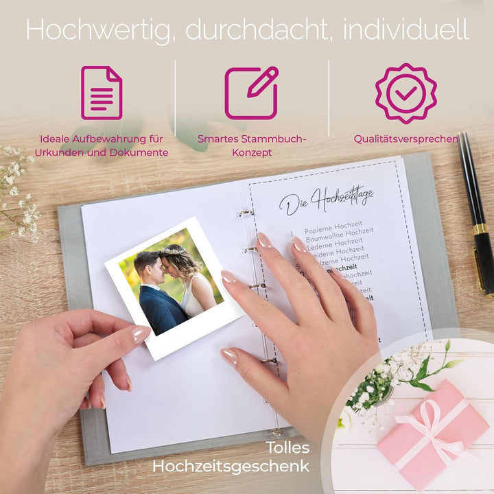 Hochzeitideal – Stammbuch der Familie Serie Alto blassgrün 21,0 cm x 15,0 cm - Buchbinderleinen Stam