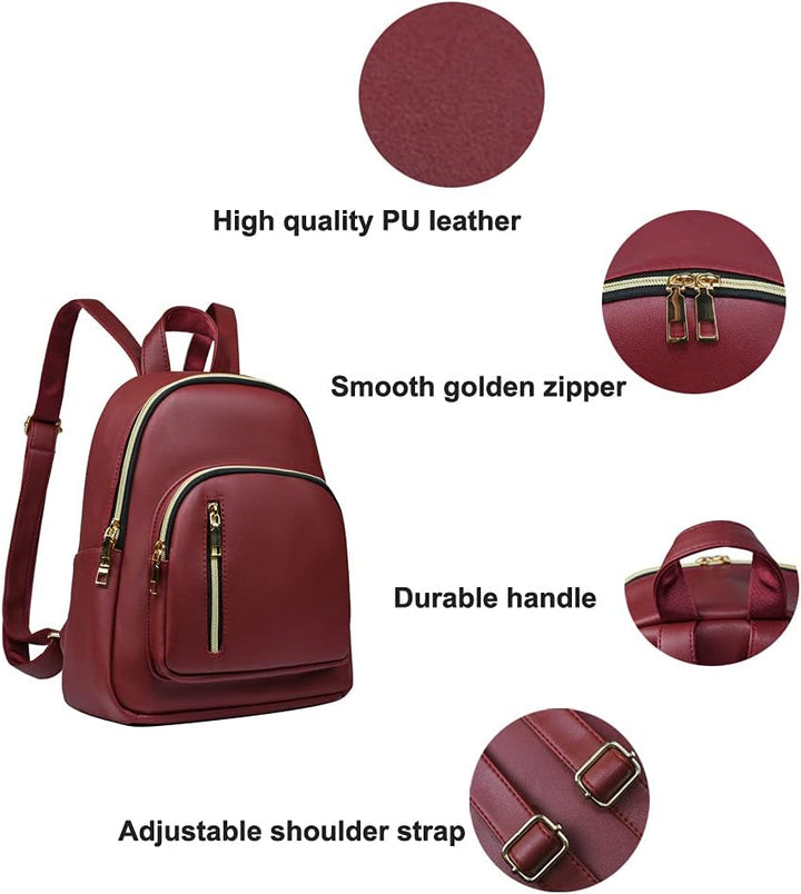 YANAIER Rucksäcke Damen PU Leder Tagesrucksack Schultaschen Reiserucksack Umhängetasche für Mädchen