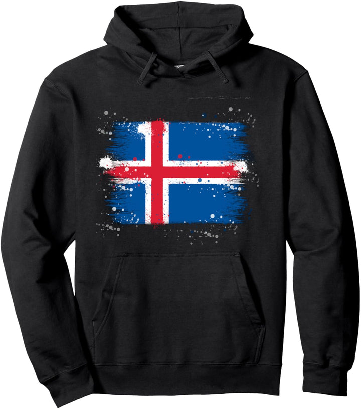 Island Isländer Isländisch Watercolor Wasserfarben Pullover Hoodie