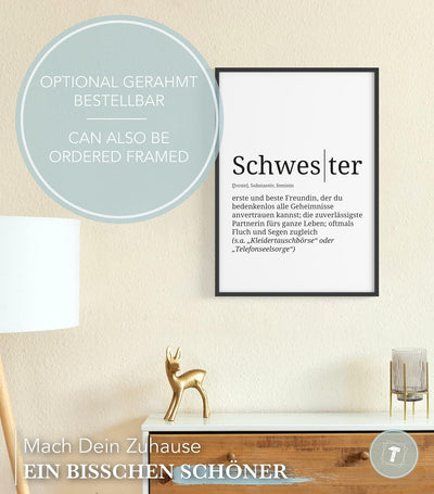 Papierschmiede® Definition: Schwester, DIN A1 (59x84 cm), XXL Poster für Wohnzimmer, Schlafzimmer, K