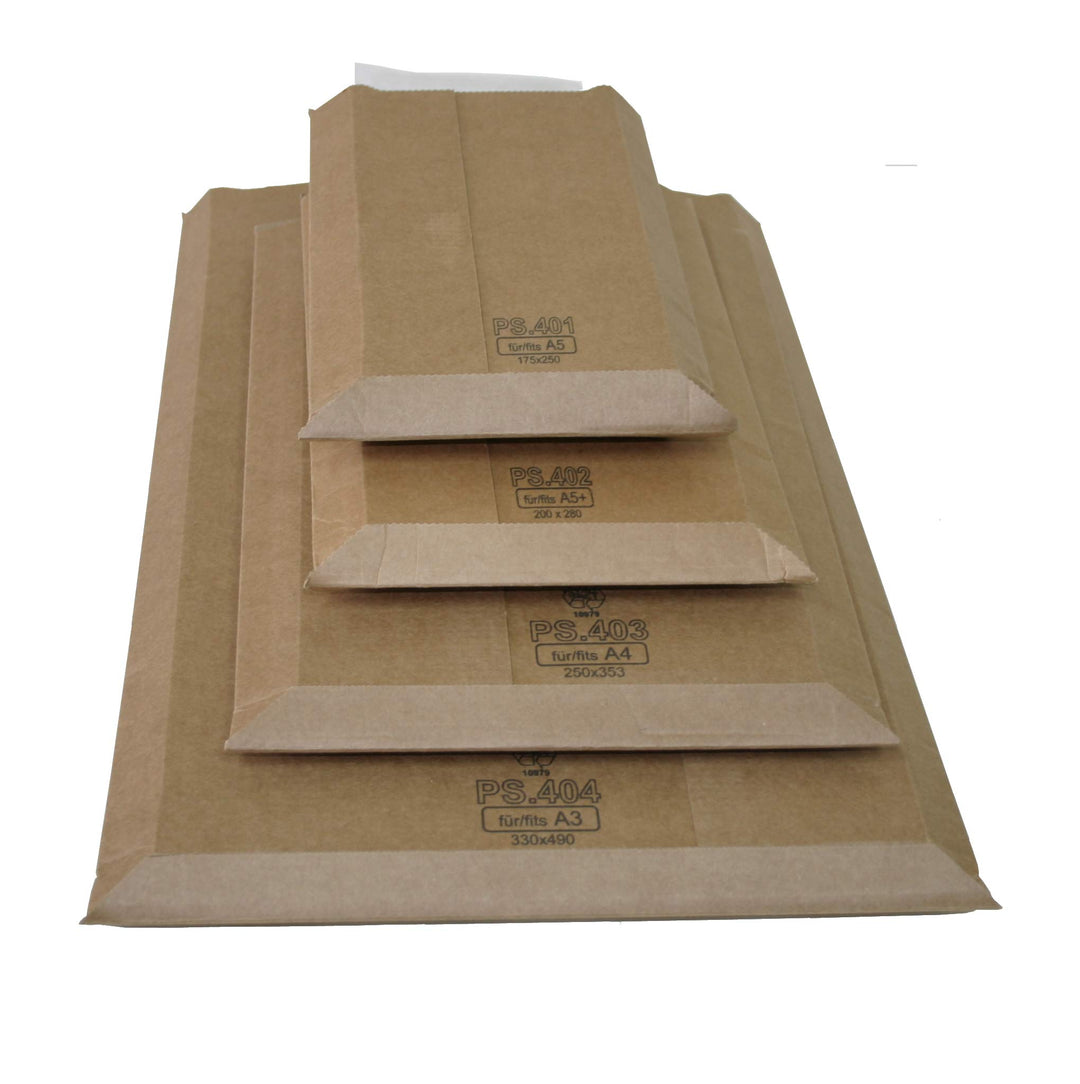 Versandtaschen Premium aus Mikro-Wellpappe Karton für DIN A6+/145x190mm bis 50mm Füllhöhe (PS.4002)