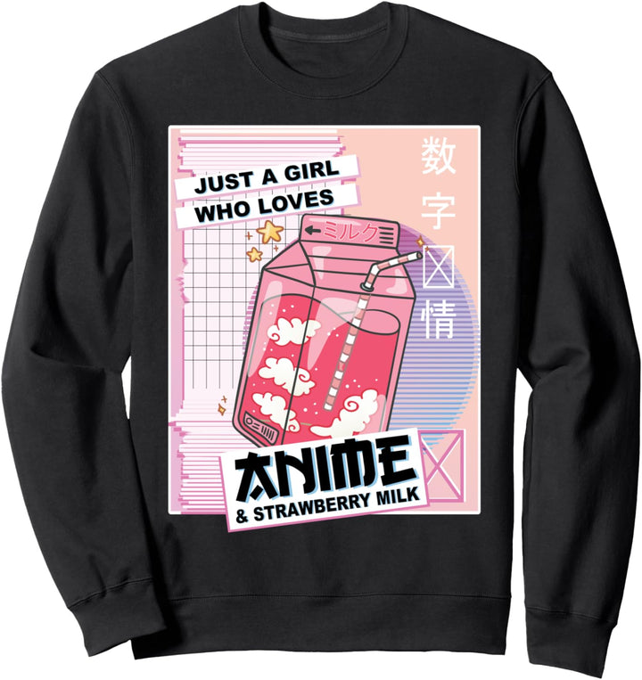 Kawaii Japan Anime & Erdbeermilch - Vaporwave Anime Mädchen Sweatshirt