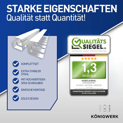 Königwerk Kabelkanal Schreibtisch fürs Kabel Management - Inkl. Zubehör - Tisch Kabelführung Kabelma