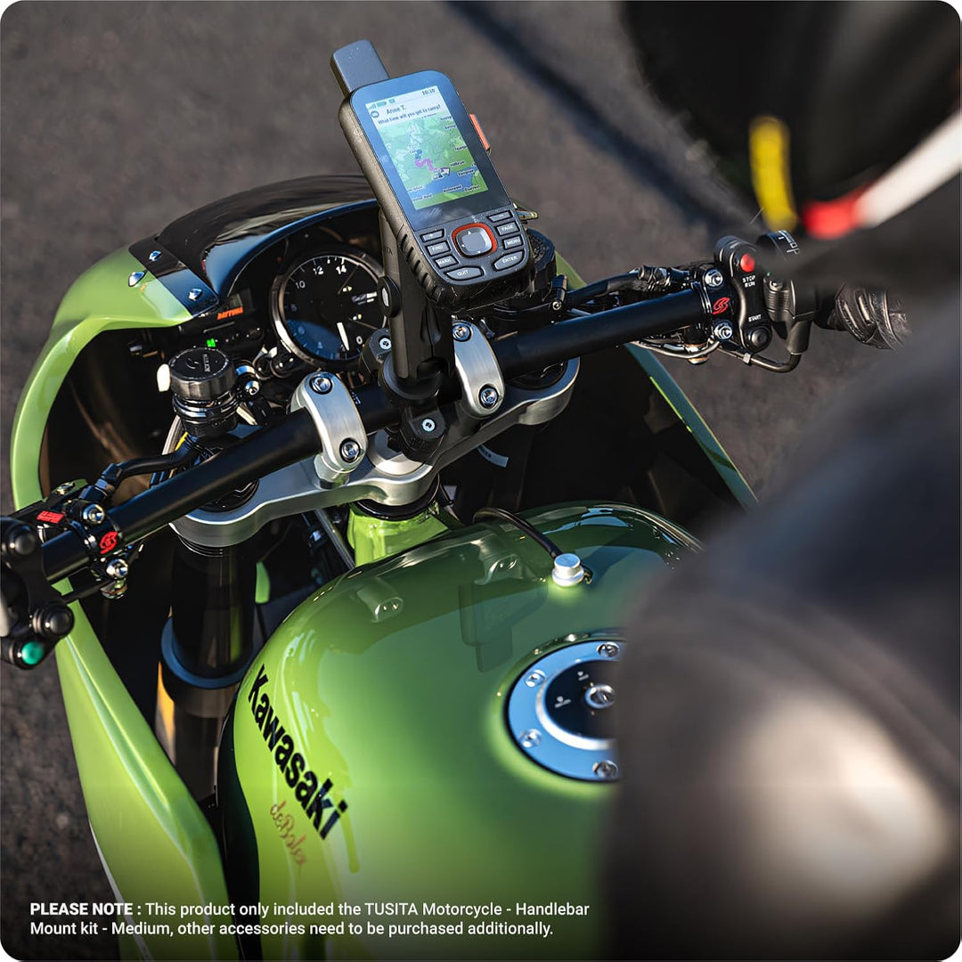 TUSITA Motorrad GPS Halterung - Halter Kompatibel mit Garmin Handheld GPS - Doppelter Socket-Arm Med