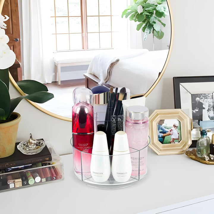 360° Drehbarer Make up Organizer, Transparenter Lazy Susan Organizer für Waschtisch, Kosmetikvitrine