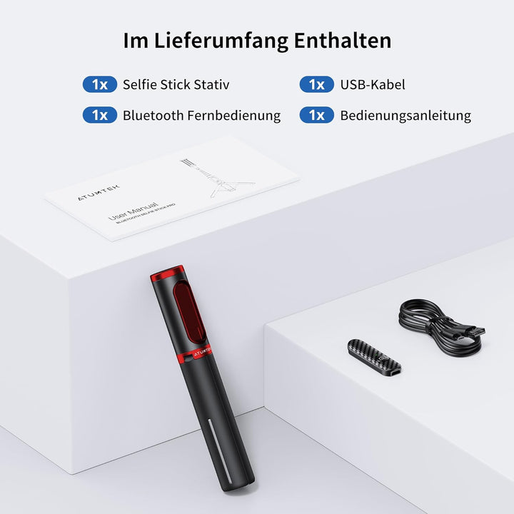 ATUMTEK Selfie Stick Stativ, 3-in-1 Ausziehbares Aluminium Handy Stativ mit kabelloser Bluetooth-Fer