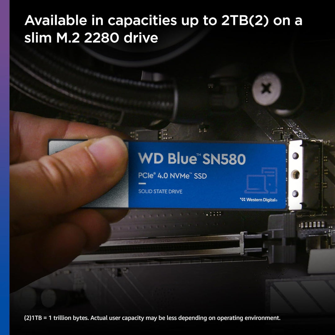 WD Blue SN580 NVMe SSD 2 TB (PCIe Gen4 x4, bis zu 4.150 MB/s Lesen, M.2 2280, nCache 4.0-Technologie