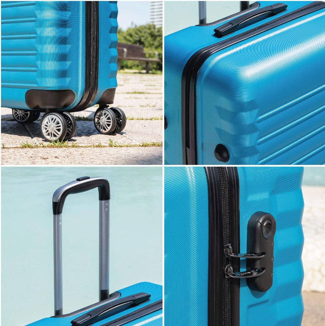 NUMADA - Gepäck-Set und Kulturbeutel 3 Stück Mod. Newteck Blau, mittel 63cm, klein 53cm und Kulturbe