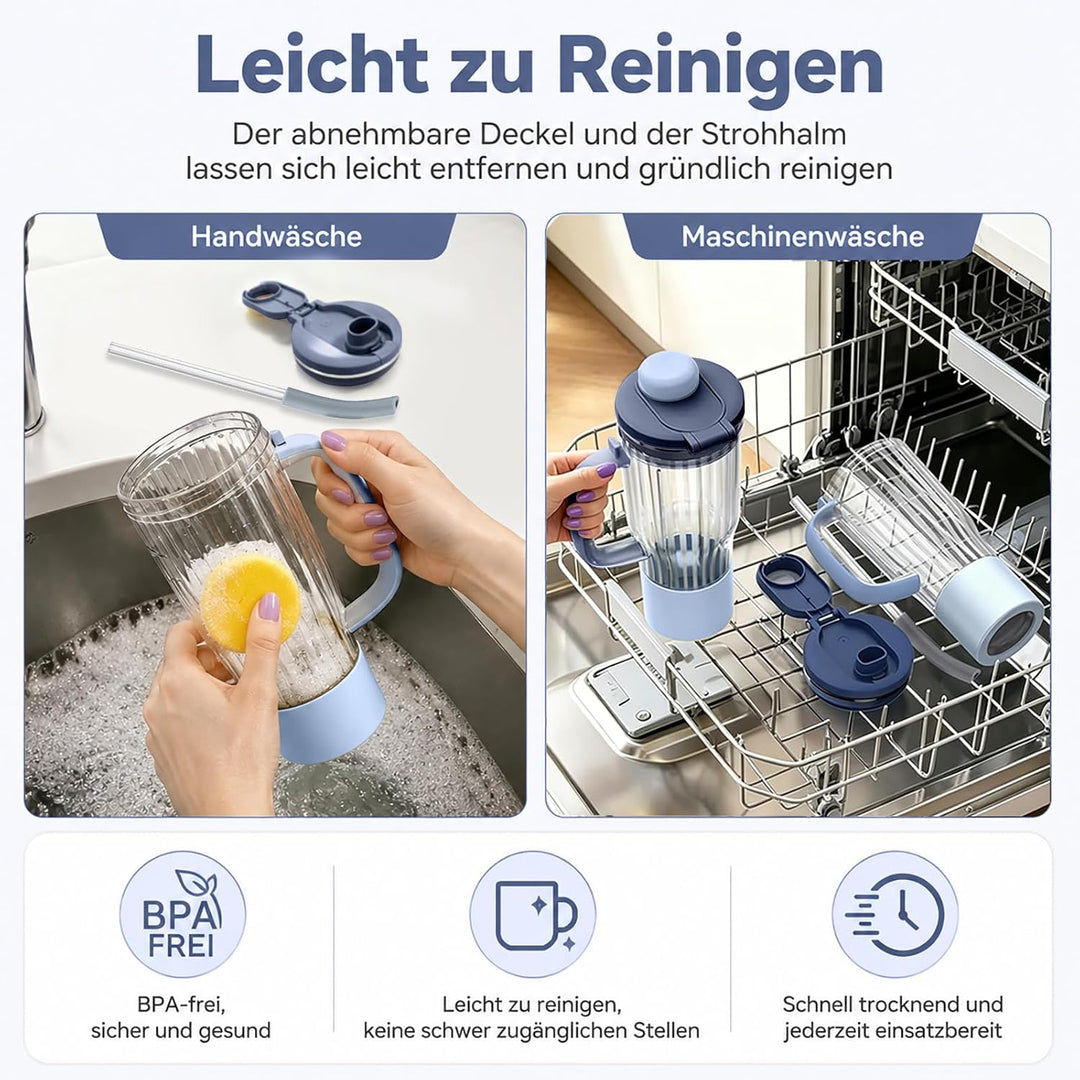 710 ml Reisebecher Ersatz für Ninja Blend Boss Becher, Blau | Mixbecher mit BPA-freier, Undicht, Bru