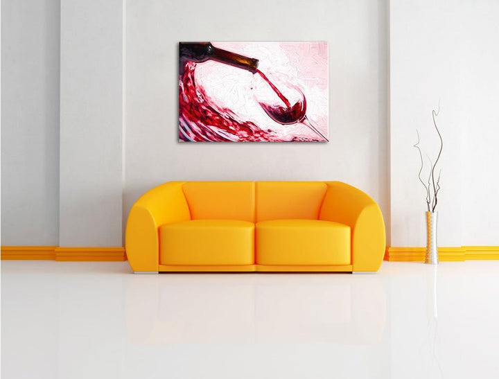 Wein Pinsel Effekt, Format: 100x70 auf Leinwand, XXL riesige Bilder fertig gerahmt mit Keilrahmen, K