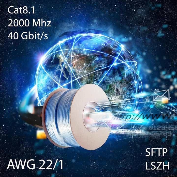 CAT 8 Verlegekabel Netzwerkkabel CAT.8.1 LAN Halogenfrei Installationskabel CAT8 Kabel Netzwerk Verk