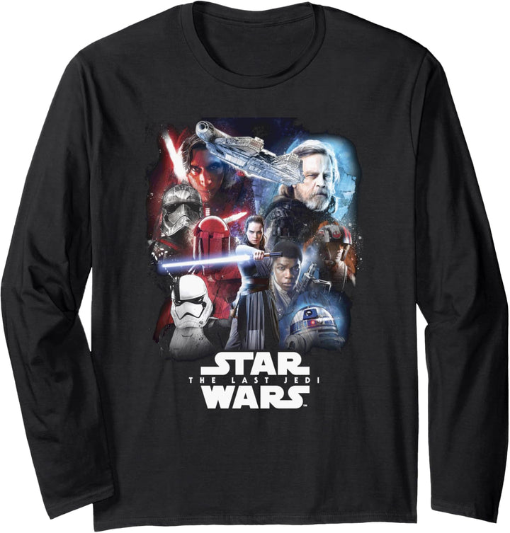 Star Wars The Last Jedi Group Shot Rey Faded Portrait Langarmshirt
