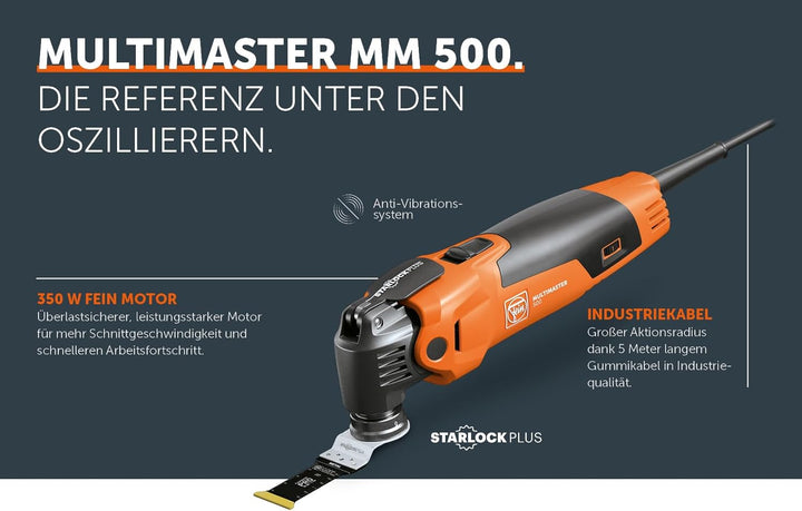 FEIN Multimaster MM 500 Plus Top, leistungsstarke MultiTool mit mit über 30 Zubehören zum Sägen, Sch