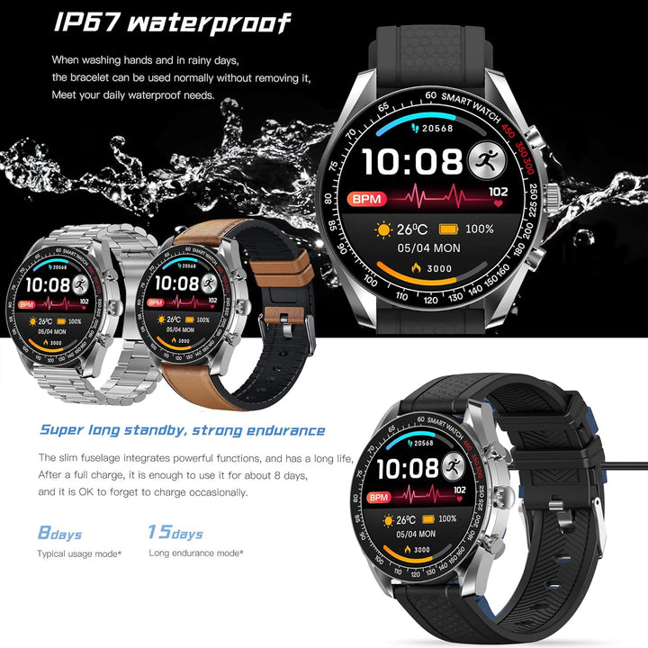 Smartwatch Herren mit Telefonfunktion, 1,39" DIY HD Voll Touchscreen Uhren Fitness Tracker 123 Sport