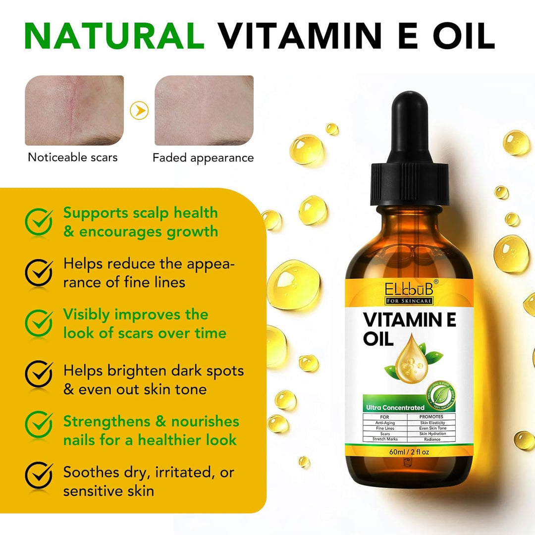Vitamin E Öl 75000 IE - Reines Bio Vitamin E Öl für Haut, Gesicht & Körper - Straffende Pflege gegen