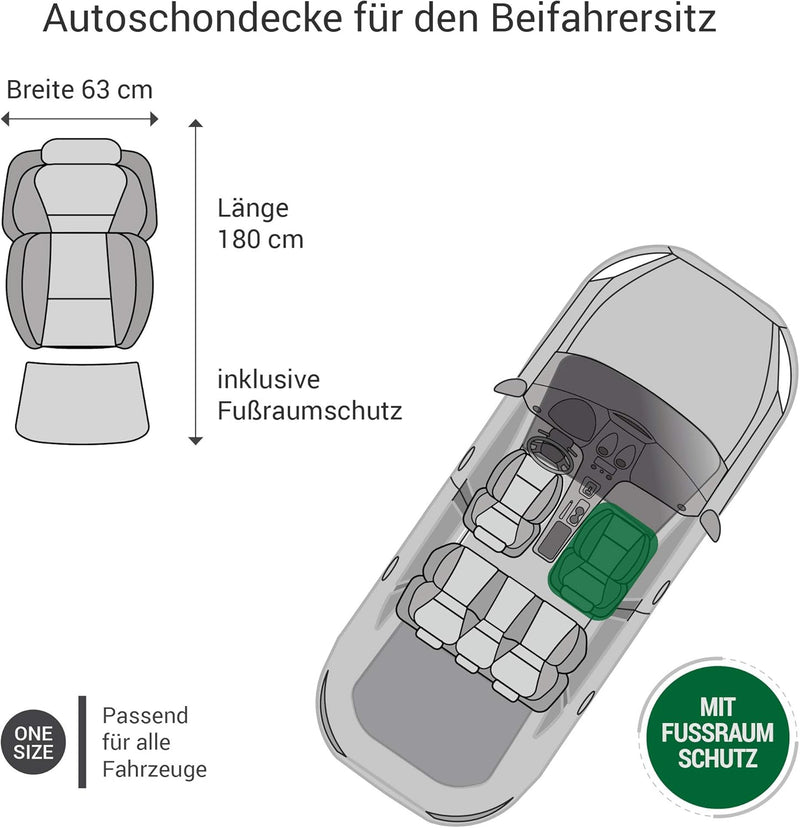 Doctor Bark Autositzauflage Beifahrersitz - hochwertige Schutzdecke passend für alle PKWs/SUVs (Brau