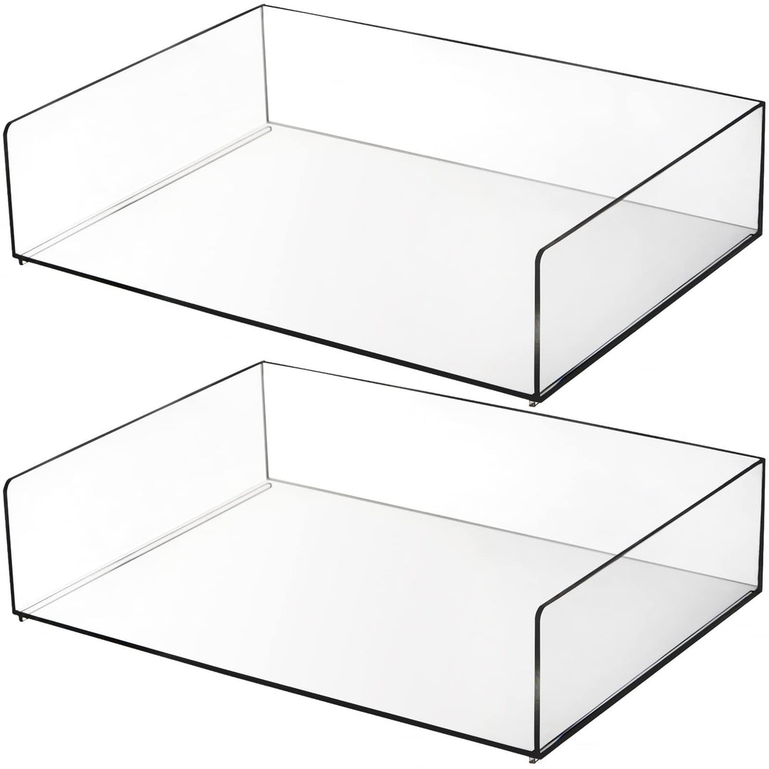 Elsjoy Set mit 2 Acryl-Briefablagen, 2-stöckig, stapelbar, Papierablage, transparent, für Dokumente,