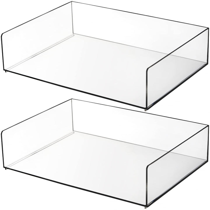 Elsjoy Set mit 2 Acryl-Briefablagen, 2-stöckig, stapelbar, Papierablage, transparent, für Dokumente,