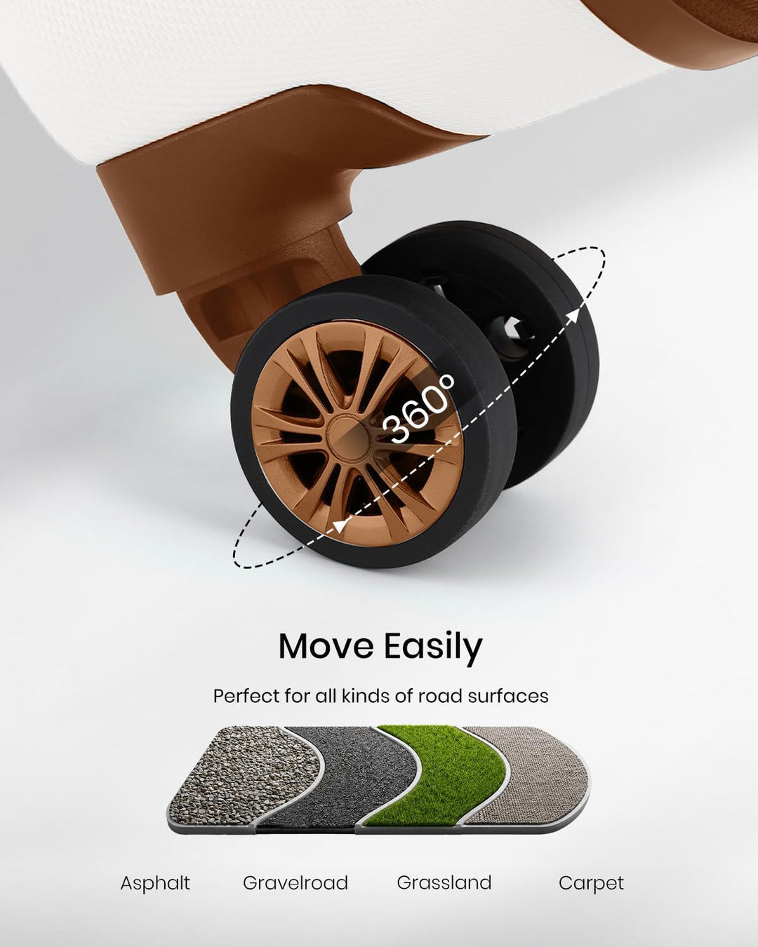 KONO Hartschale Gepäck Leichten ABS Reisekoffer Rollenkoffer 4 Rollen Cremeweiss L, Cremeweiss L