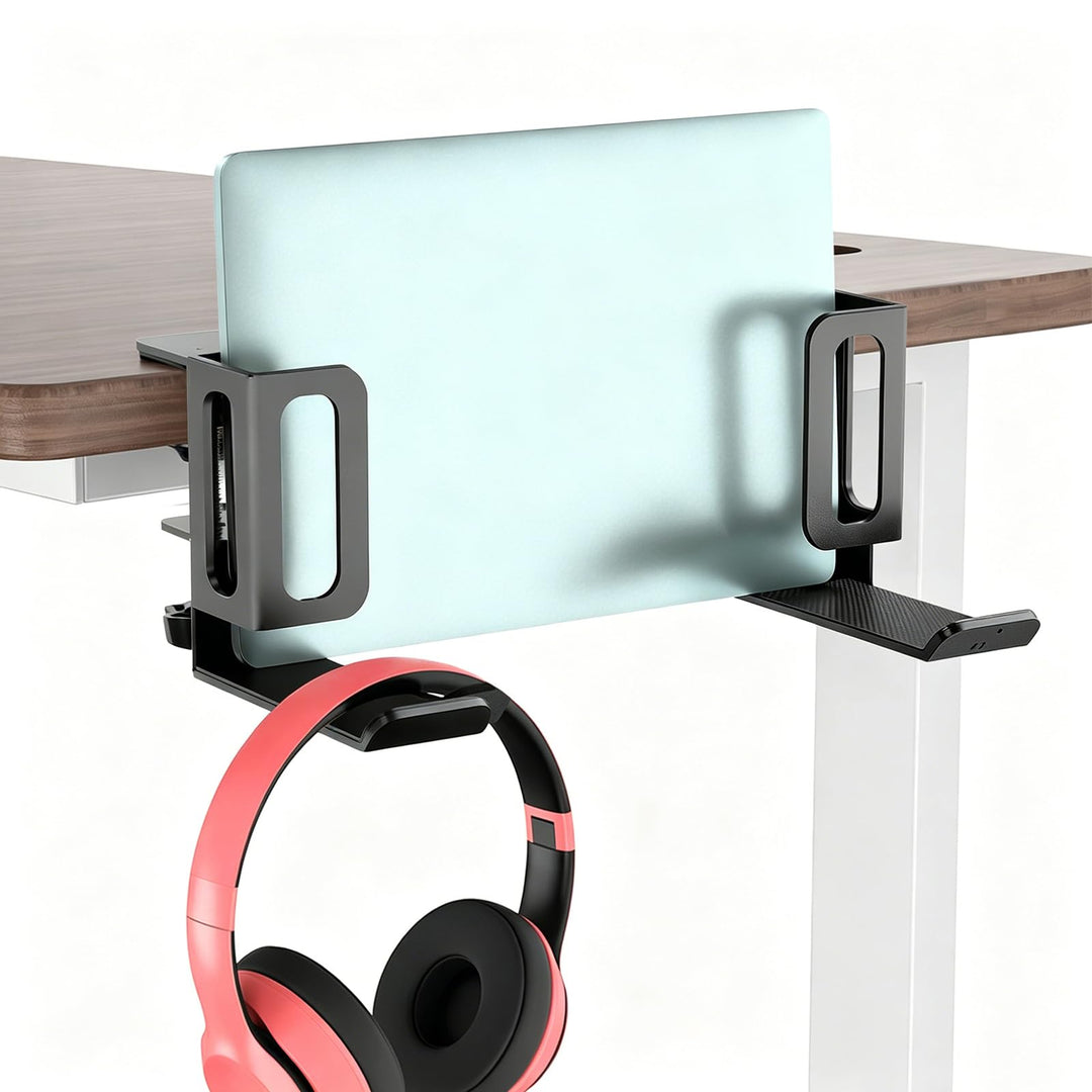 2 Stück Seitlich Aufhängbarer Laptop Organizer am Schreibtisch, Verstellbare Schreibtisch Seitenaufb
