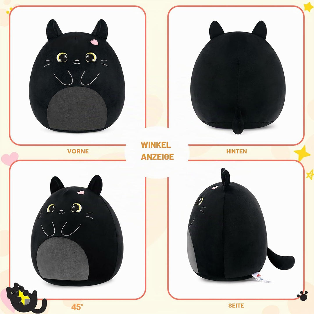 shownicer Plüschtier Katze Kuscheltier Stofftier Kawaii Katze Plüsch Kissen Spielzeug Geschenk für E