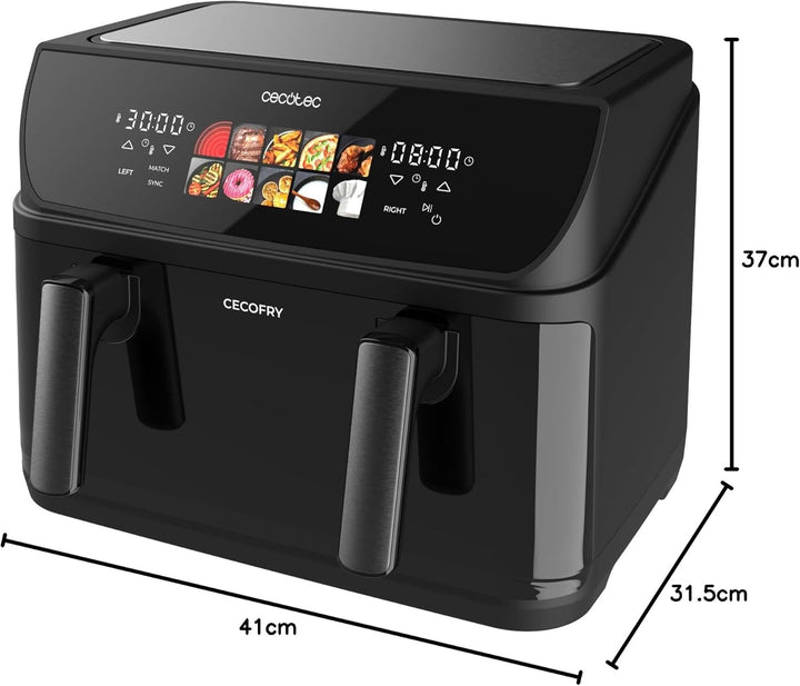 Cecotec Heissluftfritteuse ohne Öl - 10L - Grillplatte - Grill - Doppelte Heizelemente - Air Fryer C