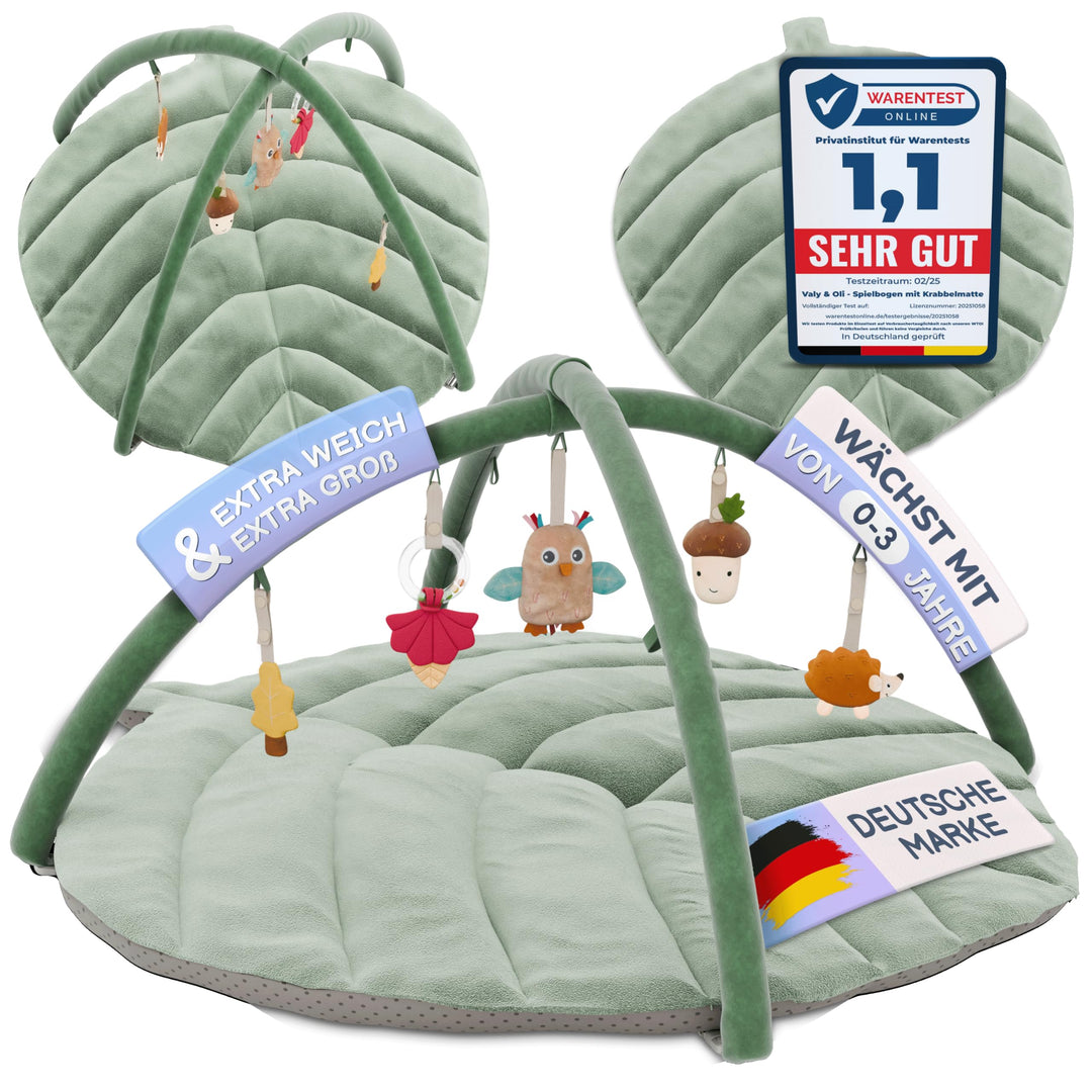 Valy&Oli® Spielbogen Baby XXL - Extra Weiche Spieldecke Baby inkl. 5 Höhenverstellbaren Sensorischen