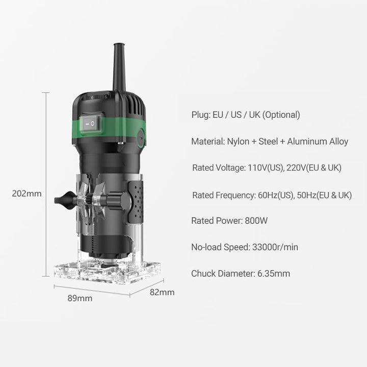 Hancaner Holzfräse Oberfräse 800 W 0-33,000rpm/min mit Tragetasche,6 Variable Geschwindigkeiten,Elek