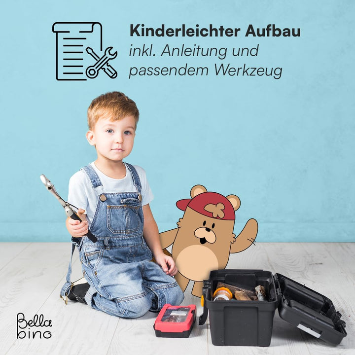 Bellabino Belly Bücherregal Kinder – Kinderregal mit 2 Fächern – Montessori Spielzeugregal mit Ablag