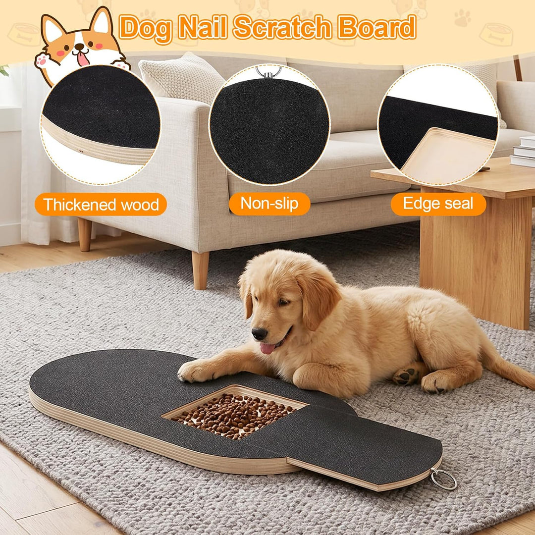 Starvortex Kratzbrett Hund, Dog Nail Scratch Board mit Snack-Box, Holz Krallenschleifer für Hunde Bo